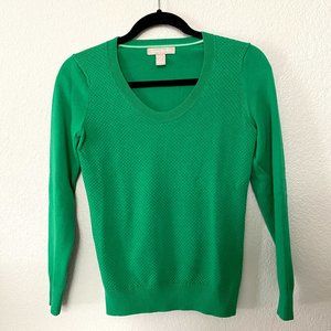 Banana Republic Shell Stitch Green Scoop Sweater